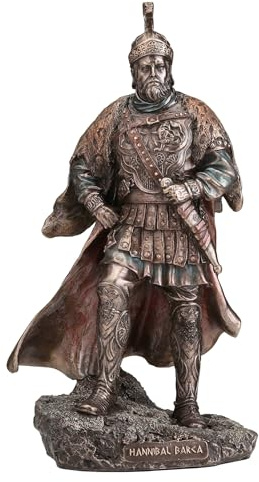 Veronese Design Karthagischer General Hannibal Barca Skulptur aus Kaltgussharz, Bronze-Finish, Kriegerskulptur, 24 cm
