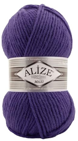 Strickgarn Strickwolle Superlana Maxi 100g 25% Wolle Wintergarn Winterwolle, 50 Farben, Farbe:851 blauviolett