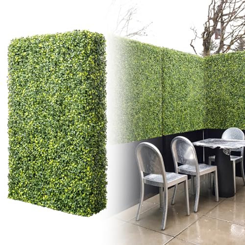 Goleray Künstliche Heckenwand, 45,7 x 91,4 x 45,7 cm (B x H x T), grünes Gras, Wandhintergrund mit starren Paneelen, künstlicher Buchsbaum, Sichtschutzzaun, Outdoor, Terrasse, Pflanzgefäße, Innenraum,