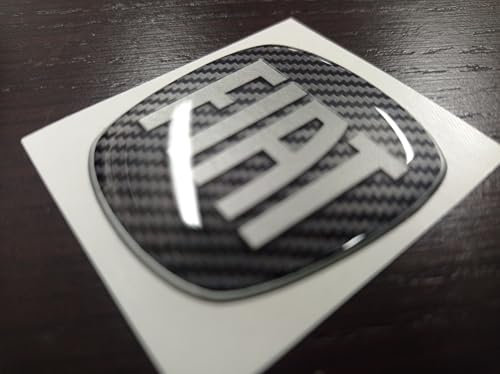 logo adesivo 3d volante compatibile con modelli fiat dimensioni 40 x 43 mm (carbonio grigio)