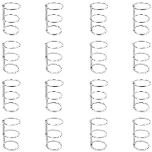 16 Stück Buchringe Metallringe 20mm Buchbinderringe 3 Ring Offener Dreifachring Buchbinder Set für Lochstanzer Papier Ringhefter Karteikarten Ring Buchring für Buch Binden Scrapbook Notebook Fotoalben