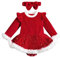 Kaerm Baby Weihnachtskleid Mädchen Langarm Strampler Kleid Samt Partykleid Fellbesatz Winterkleid Mit Glitzer Sterne Tüllrock Haarband Für 3-24 Monate Rot 86-92