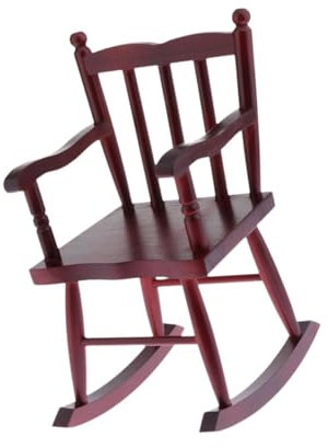 TTETTZ Puppenhausmöbel Schaukelstuhl im Maßstab 1:6, Holzspielzeug für Wohnzimmerszenario, Rot