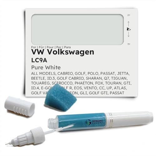 Genuine Colors Lackstift PURE WHITE LC9A für VW Volkswagen Weiß CABRIO GOLF POLO PASSAT JETTA BEETLE ID.3 SHARAN Q7 TIGUAN TOUAREG SCIROCCO PHAETON FOX TOURAN GTI ID.4 E-GOLF R EOS VENTO CC UP ATLAS V