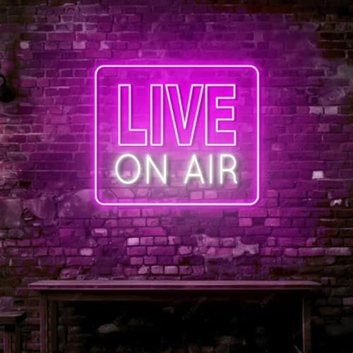 HFHungkeong Live On Air Neonlicht Schild Buchstaben,LED Aufnahme Wandkunst-Lampe für Studio, Schlafzimmer, Spielzimmer, Party, Live-Streaming-Schild für Twitch,Tiktok,Gamer, 5 V USB-Stromversorgung