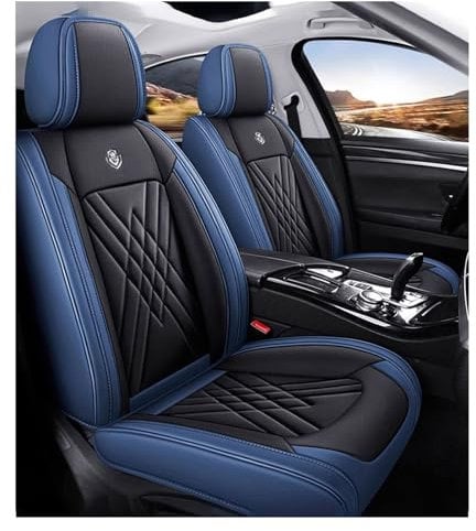 Universal-Sitzbezug Komplett-Set Für VW Golf VIII VI V IV III II I MK 8 7 6 5 4 3 R GTE/GTI/GTD/Clubsport 45, AutositzbezüGe Set Leder, 5-Sitze Universal-SitzbezüGe Auto Komplettset(C(Blue-Black))