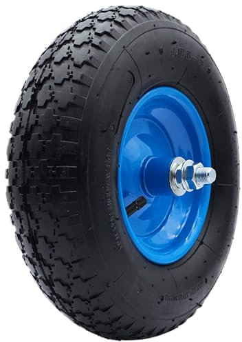 HERO Schubkarrenrad Ersatzrad Luftbereifung 4.00-6 Schubkarrenreifen Reifen mit Stahlfelge & Kugellager Gummirad Schubkarre Sackkarre Bollerwagen Luftrad 4PR Reifen Ø 330mm Tragelast 136kg