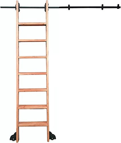 DZZTHSH Bookshelf Mobile Solid Wood Ladder Slide Kit, Sliding Ladder Track Kit, Home Escalator Ladder Track, Wooden Ladder Mobile Hardware Accessories, Suitable for Indoor Loft Library