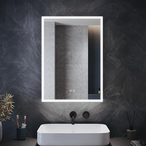 ELEGANT 500 x 700 mm Bathroom Vanity Cabinet with Mirror Stainless Steel Mirror Cabinet with Shaver Socket Single Door Demister Mirror Cabinets