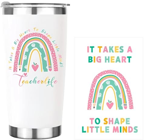 Moerstar Teacher Gifts for Women, Teachers Mug Gift Set with Straw and Bookmark, Stainless Steel Travel Mug with Lid, Personalised Best Teacher Gifts for Teacher's Day and Thanksgiving (White)