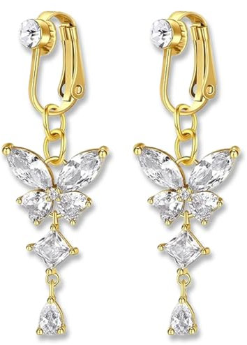 YAPKOLV 2 Pièces Faux Piercings Nombril Clips avec Pendentif Cœur (Or)