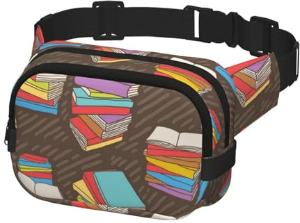 Bauchtasche für Herren und Damen, Sport-Hüfttasche, Gürteltasche für Reisen, Wandern, Laufen, Bücherstapel