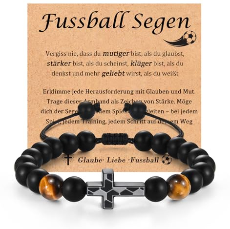FAOMZQ Fussball Basketball Geschenke für Jungen, Fußball Basketball Armband mit Kreuz, Geschenk für Jungs Sohn Bruder Neffe Enkel zum Geburtstag Abschluss Einschulung Weihnachten Kommunion