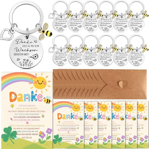 Johiux 12 Sets Abschiedsgeschenk Erzieher – Kindergarten Abschiedsgeschenk,Schlüsselanhänger Abschiedsgeschenk Kollegen Kollegin Jobwechsel,Kleine Dankeschön Geschenke für Lehrerin Kollegen.