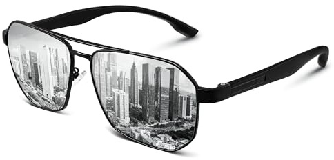 gesruny Sonnenbrille-Pilotenbrille Herren-Damen-Polarisiert-Retro-Fliegerbrille-Sunglasses Men-UV400 Schutz sonnenbrille Pilot Unisex Männer für Ultraleichte Fahren Angeln-Weißes Quecksilber