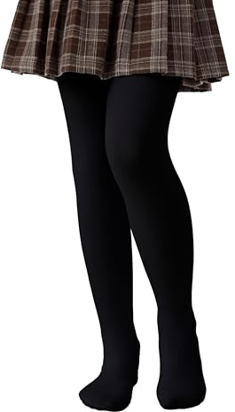 HeyUU Medias térmicas para niña con forro interior para niños, medias de ballet para invierno, cálidas, mallas térmicas, Negro , 11-13 años