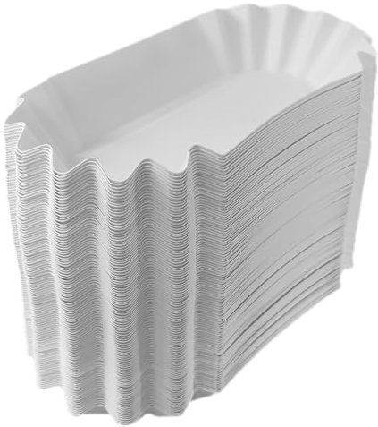 TG-GENT Pommes Schalen 2000 Stück KUOB in weiß | 10 x 17 x 3cm Pommesschalen aus Pappe & Currywurst Schale | Pappschalen Einweg bzw. Einwegteller für Gastronomie, Events & den privaten Gebrauch (2000)