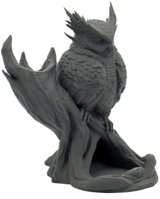 Eule Würfelturm für Würfel bis 25mm | DND Owl Dice Tower Made in Germany | Tabletop Pen & Paper Rollenspiel Fantasy Deko | bemalbar in Grau | niedliches Geschenk für Brettspieler