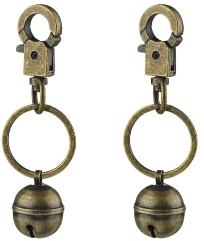 QEAS 2 Pièces Cloches Rétro en Laiton pour Chien et Chat avec Anneaux Porte-Clés, Cloches pour Animaux Domestiques Durables adaptées à la Chasse et à l'usage Quotidien intérieur et extérieur
