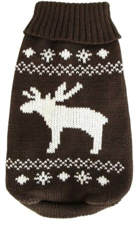Wolters | Strickpullover Elch in Braun/Weiß | Rückenlänge 25 cm