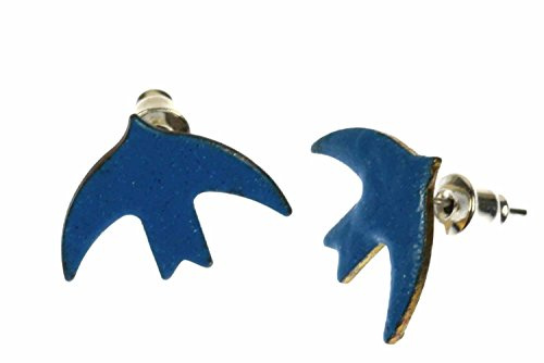 Miniblings Emaille Schwalbe Ohrstecker Vögel Vogel Taube Schwalben blau | Ohrschmuck aus eigener Fertigung in Berlin, ein Stück mit Persönlichkeit