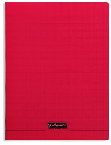 Calligraphe 18393C Un Cahier Agrafé Rouge (une Marque de Clairefontaine) - 24x32 cm - 192 Pages Grands Carreaux - Papier Blanc 90 g - Couverture Polypro Transparent