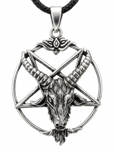 Kiss of Leather Baphomet Pentagramm Anhänger aus 925 Sterling Silber mit Baumwollband Si.230