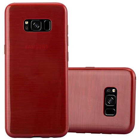 Cadorabo Hülle kompatibel mit Samsung Galaxy S8 Schutzhülle TPU Silikon Case Brushed Design Slim Kratzfest Weiche Gummi mit Rundumschutz Case Hülle für Galaxy S8 in Rot