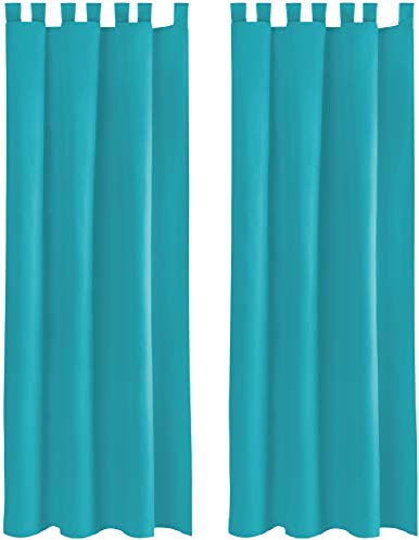 Bestlivings Blickdichte Gardine im 2er Pack mit Schlaufen (140x225 cm/Türkis) + 2 Raffhalter, in vielen Farben