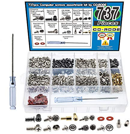 Kit surtido de 737 piezas de tornillos para ordenador para disco duro y placa base y ventilador