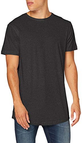 Build Your Brand Men's Shaped Long Tee T-Shirt, Charcoal, 4XL