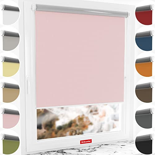 Schuette® Verdunkelungsrollo ohne Bohren/mit Bohren 2in1 ● Thermo Rollo Kollektion: Powder Blush (Rosa) ● 95 x 130 cm (Breite x Höhe) ● Suprafix Klemmrollo = Klemmfix 2.0 ● 60s Montage mit Video