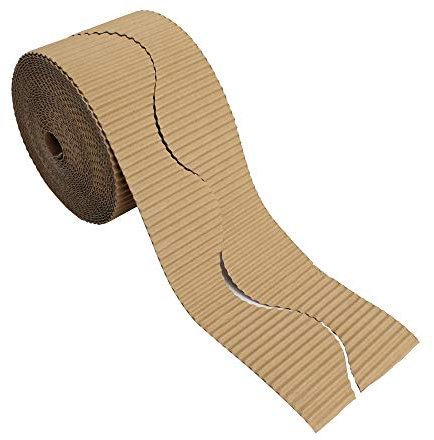 Bright Ideas Corrugated Border Roll for School Displays, Natural, 57mm x 7.5m (15m When Split), BI7875