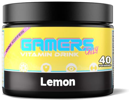 GAMERS ONLY Vitamin Pulver Yellow Laser Lemon [Zero Zucker] 40 Portionen | Multivitamin Pulver | 12 Vitamine & Aminosäuren | Vitamin B6, B12 & C, D,E pro Portion