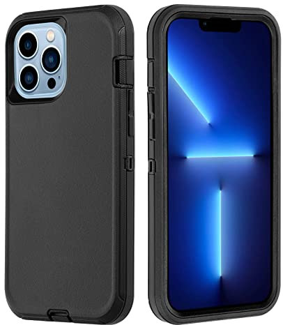 smartelf Compatible with iPhone 13 Pro Max Case (2021), Heavy Duty Shockproof Phone Cover,3 Layers Hybrid Anti Drop Durable Hard Back TPU Bumper Protective Case for iPhone 13 Pro Max 6.7 inch-Black
