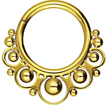 PIERCINGLINE Segmentring Clicker ORIENTALISCHES DESIGN Ohrpiercing Tragus Helix Conch Daith Septum Piercing Goldfarben