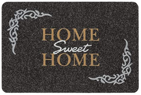 Astra Fussmatte innen mit Motiven - Passt unter die Eingangstür - Schmutzfangmatte strapazierfähig - Türmatte rutschfest - 40x60 cm Home Sweet Home grau