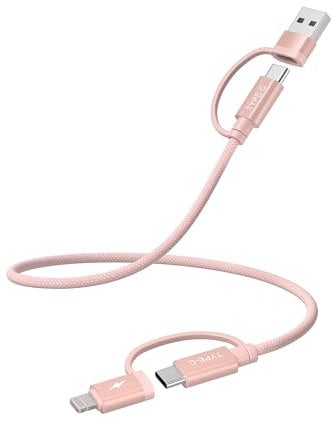 BASESAILOR Kindle Fire Max 11 11th 2023 Cable,4-in-1 USB C to USB C Charger Cord 0.3M,60W Fast Multi Charging Lead with USB-A/Lightning Adapter for Paperwhite 11th 2021 12th 2022 2024,Samsung Tab S7
