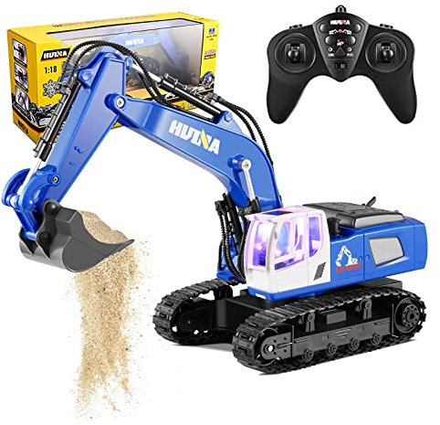 Hlieeosfcn 1:18 Escavatore Telecomandato per Bambini, Rotazione di 330°, Il Braccio Dell'Escavatore può Essere Sollevato e Abbassato, Veicolo da Costruzione Giocattolo, Regalo di Natale, Viola