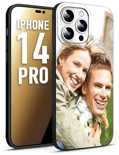 CUSTOMIZZA - Custodia cover nera morbida in tpu compatibile per iPhone 14 PRO personalizzata con foto immagine scritta a piacere