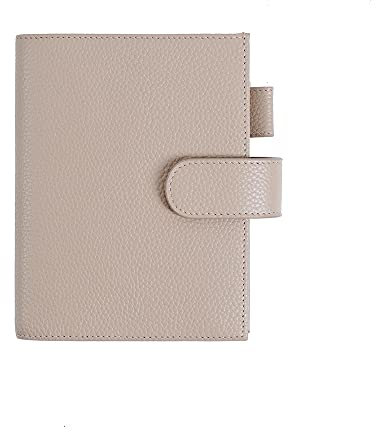Moterm Leder Cover für A6 Notizbuch - Passt Hobonichi Cousin,Stalogy und Midori MD Planer,mit Stiftschlaufe,Kartenfächer und hintere Tasche (Kiesel-Taupe)