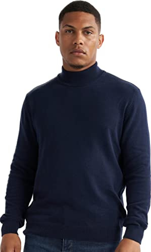 alsestudio Men`s Mock Neck Jumper 100% Cotton Premium Quality Soft Touch Long Sleeve Pullover Essential Style Knitted Roll Neck Sweaters for Men