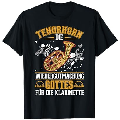 Tenor Horn Tenorhornist Tenorhornspieler Kleidung T-Shirt für Herren, Schwarz, Klein, Kurzarm, Klassisch, Mandarinkragen, Männer, Blasorchester, Tenorhornspieler, Tenorhornisten