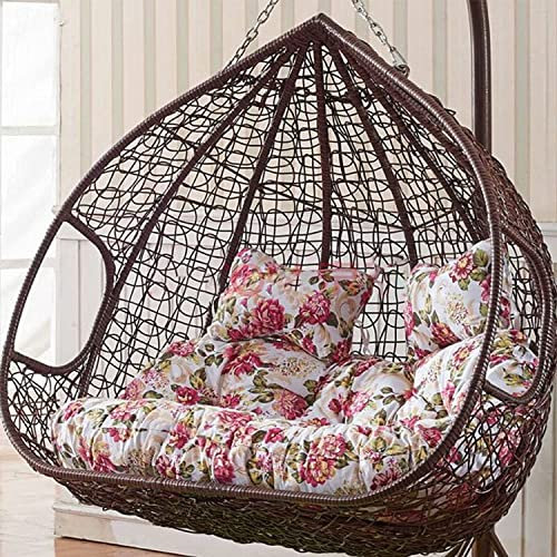 CAZARU Without Stand Thickening 2 Persons Seater Hanging Egg Swing Seat Cushion Washable For Garden,Hammock Chair Cushions,Double Swing Chair Cushion-I 140x110cm