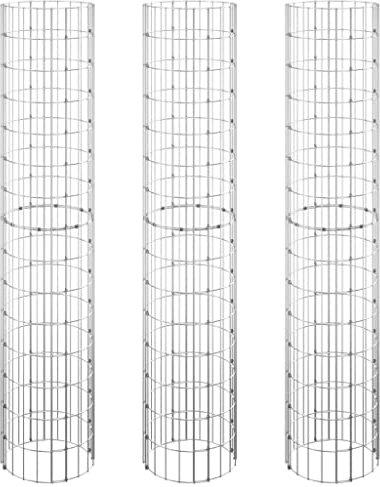 vidaXL Circular Gabion Raised Beds 3 pcs, Gabion Basket for Planter, Gabion Cage for Outdoor, Garden Planter, Galvanised Steel 30x150 cm
