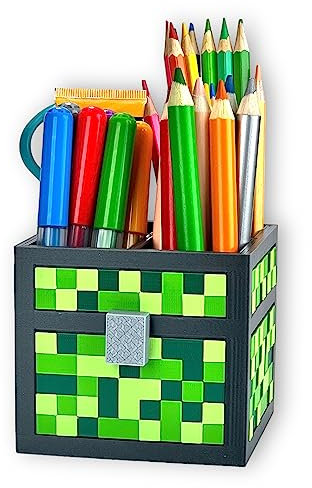 Organisateur de crayons organiseur de bureau style Pixels organiseur de bureau pour enfants trieur (Vert)