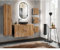 Lomadox Badezimmer Komplett Set mit Hochschrank, 3X Hängeschrank, Waschtisch, Aufsatzwaschbecken, LED Spiegel in anthrazit mit Eiche Nb. schwarz gerillt, B/H/T: ca. 200/200/46,5 cm