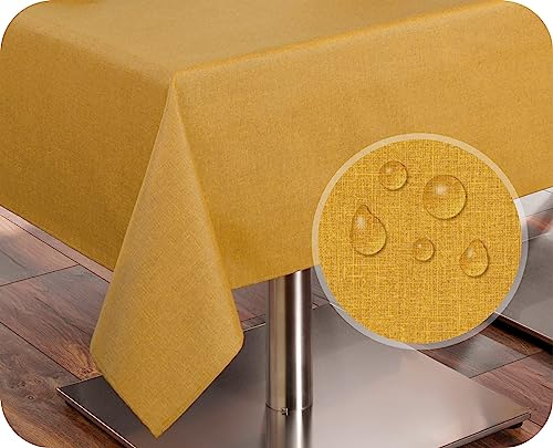 BEAUTEX Tischläufer Leinenoptik wasserabweisend, 40x140, Gelb | Pflegeleichte Tischwäsche aus 70 % Baumwolle und 30 % Polyester, waschbar bis 40 °C und mit hochwertigem Saum
