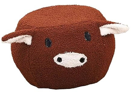MagiDeal Tier Fußhocker, Sitzhocker, Abnehmbare Schuhe, Sofa Fußstütze mit Weich Gepolstertem Kissen, Fußhocker, Ottomane für Büro, Eingangsbereich, Zuhause, Braunes Schwein