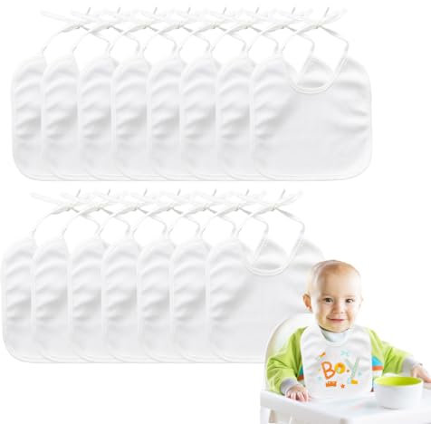 Sprießen 15 Stück lätzchen Zum Bemalen,Sabberlätzchen Baby Weiß,Personalisiert Baumwolle Lätzchen Bemalen Set,Für Babyshower Party,Baby Junge Mädchen,Babylätzchen Geschenke
